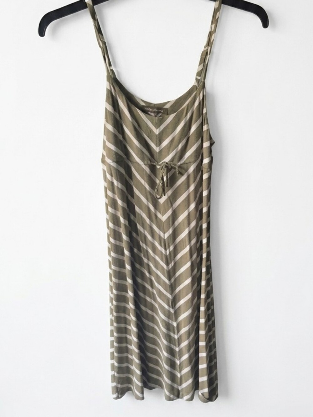 Tommy Bahama Chevron Striped Midi Dress Green White Empire Waist Size Large